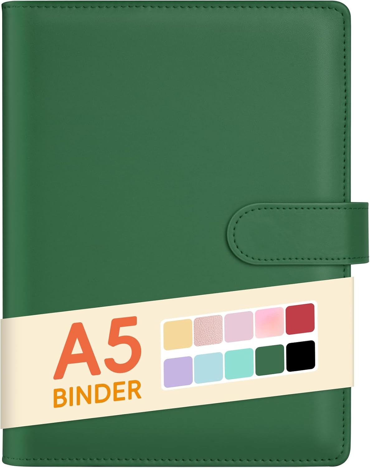 Sooez A5 Notebook Photocard Binder - Stylish Dark Green PU Leather Organizer with Magnetic Closure
