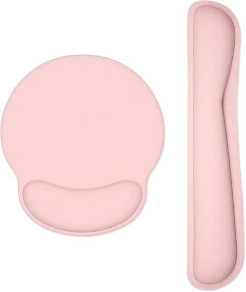 Dapesuom Ergonomic Keyboard Wrist Rest & Mouse Pad - Cute Pink Memory Foam Cushion for Pain Relief