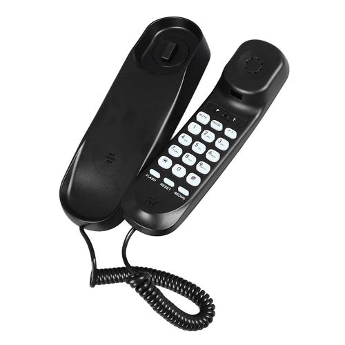 Wall Mountable Telephone Multifunctional Clear Sound Corded Landline Phone for Home Hotel Office (Black)