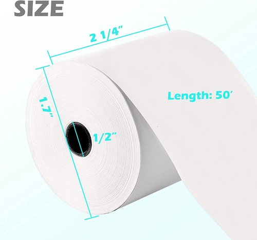 Immuson - Thermal Paper Receipt Rolls 2 1/4 x 50 Feet, Receipt Paper 2 1/4 x 50 Feet, Cash Register for Verifone Credit Card Terminals (1000 Rolls)