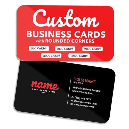 Personalized Business Cards Custom in Bulk with Rounded Corners - Design Logo Name Any Text, 16pt Glossy or Matte (500 to 10,000 Packs)