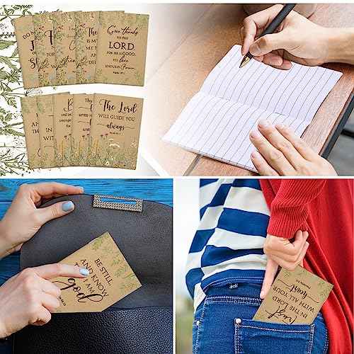 Ctosree 200 Pcs Bible Verse Prayer Journal Notebook Christian Gifts for Women Bulk Mini Inspirational Religious Notepad Religious Gifts for Church VBS Teacher Sunday School 3.15 x 5 Inches (Brown)