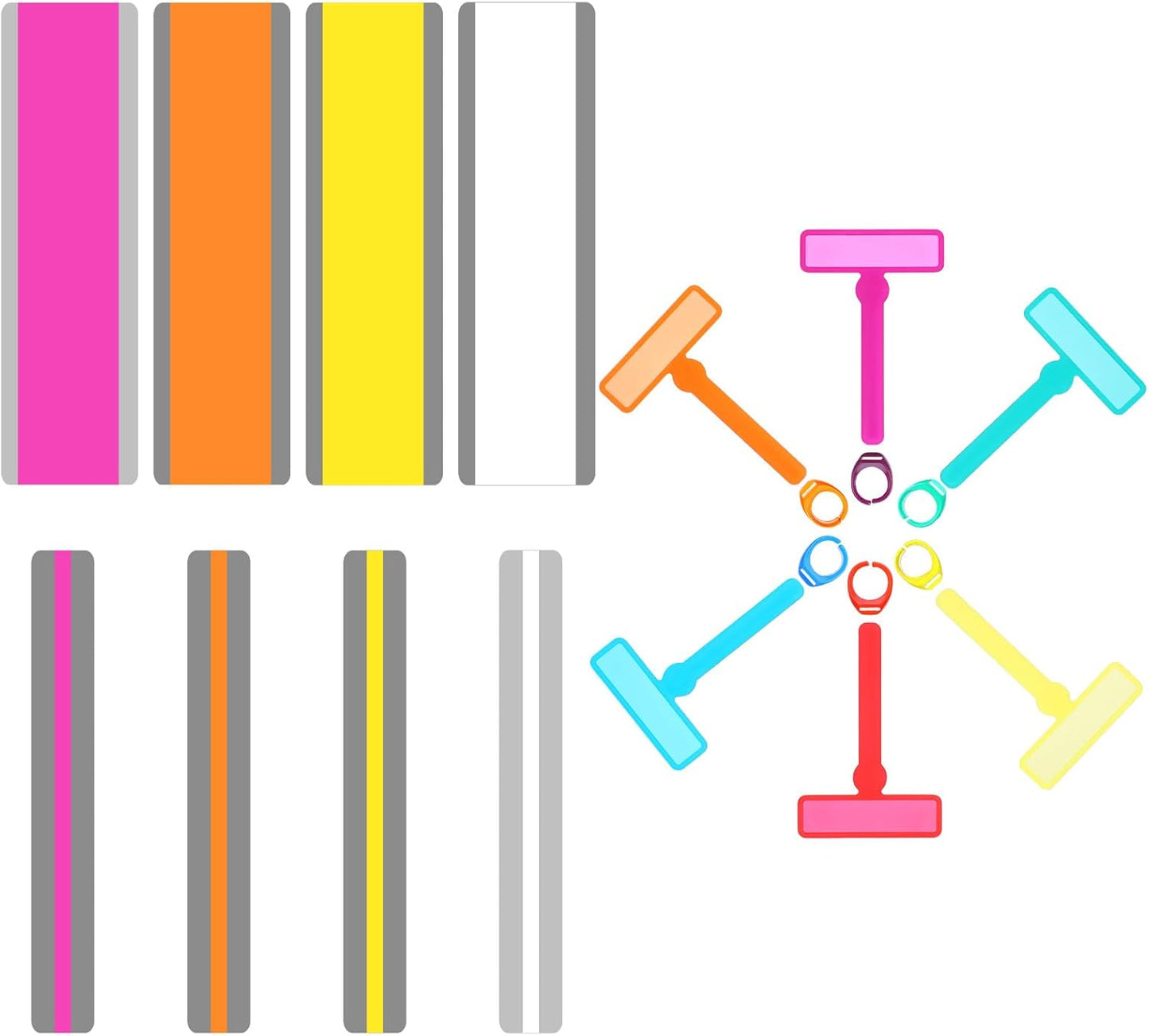 Skiennix Guided Reading Strips - 8 Colorful Text Overlays with 6 Finger Highlighters for ADHD & Early Readers