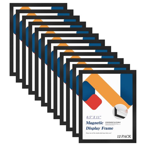 Relx 12 Pcs 8.5 x 11'' Self-Adhesive Magnetic Wall Signs Holder Magnetic Picture Frame Document Holder Wall & Window Adhesive Frames for Office Home Store Restaurant