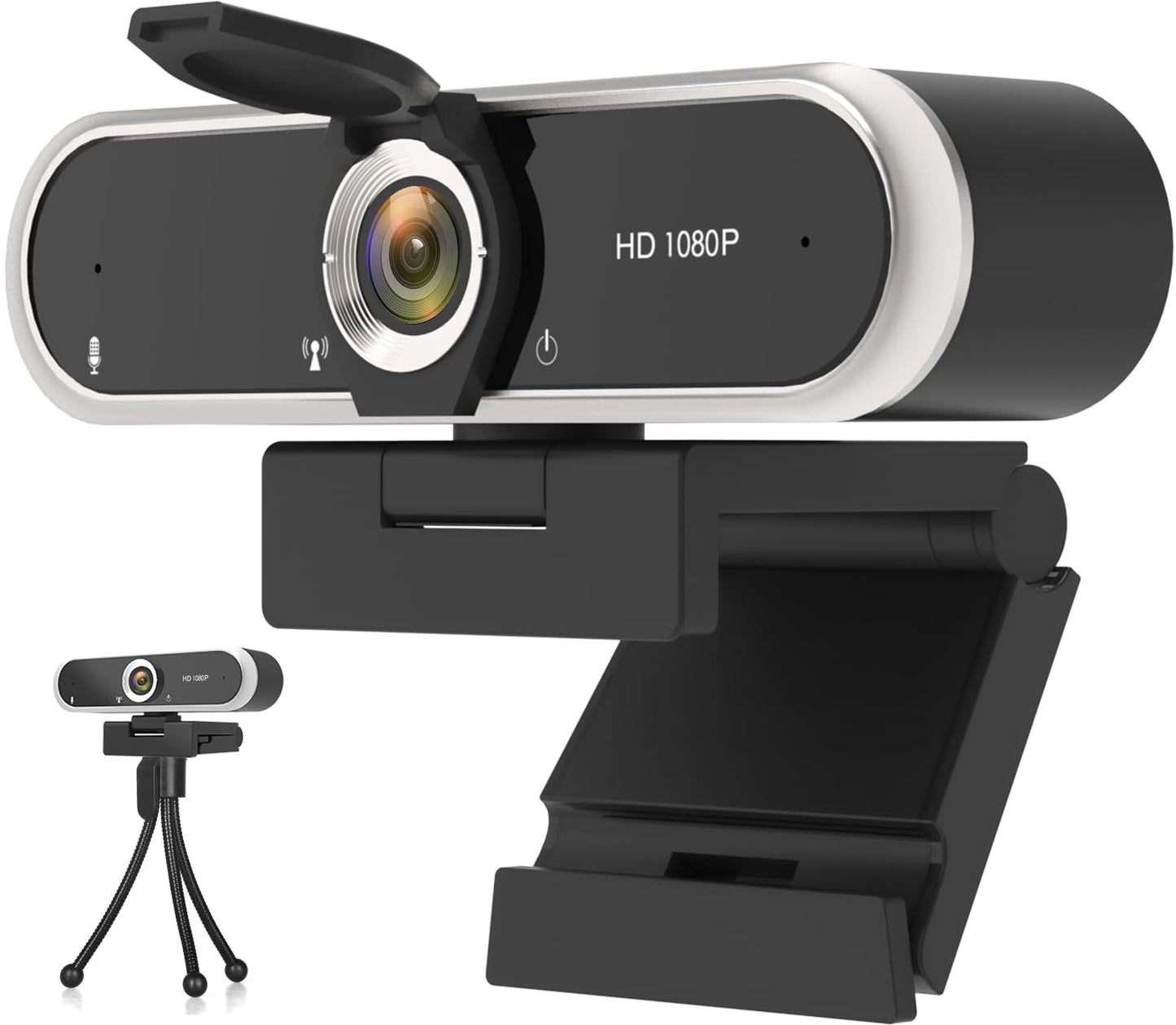 NIVEOLI Webcam 1080P with Microphone & Privacy Cover for PC/Laptop, USB Computer Camera Plug & Play with Auto Light Correction for Video Calls, Live Streaming Gaming & Online Meetings