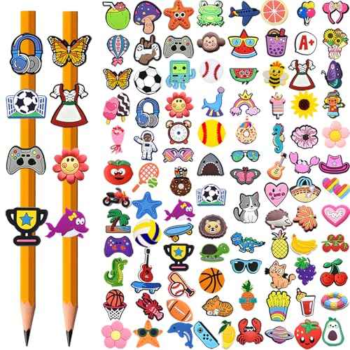 100PCS Pencil Toppers,Cute Pencil Charms for Kids Classroom Prizes & Decorations for School Supplies, Classroom Rewards Kids Incentives