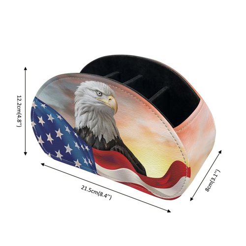 ZCFYGDX Remote Control Holder with 5 Compartments, USA Flag Print Office Desk Organizers - Couch/TV Stand/Bedside Table Accessory - Desktop Storage Caddy,for Remote,Controllers,Glasses