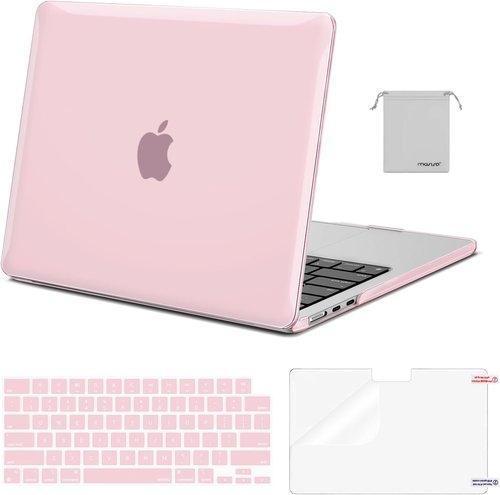 MOSISO MacBook Air 13-Inch Case - Hard Shell with Keyboard Cover & Screen Film | Rose Pink