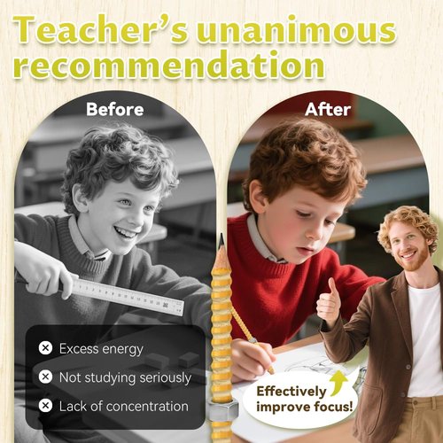 ADHD Pencil - Threaded Fidget Pencil for ADHD & Anxiety, Silent Sensory Tool Stress Relief Rotating Pen Perfect for School Office Home (10Pcs)