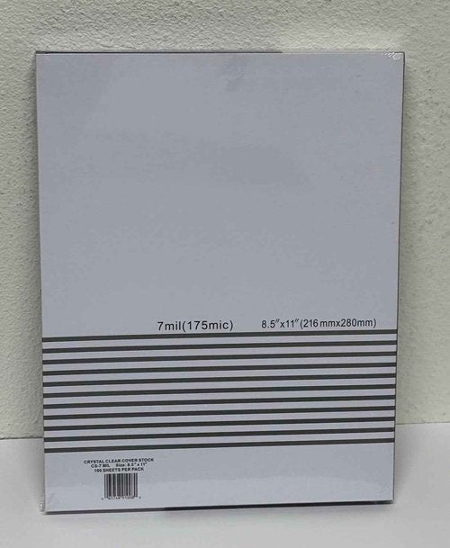 Heat Resistant Clear Binding Covers - 7mil Polyester 8.5"x11" Thermal Binding Crystal Clear Covers - 100pk (Without Tissue)