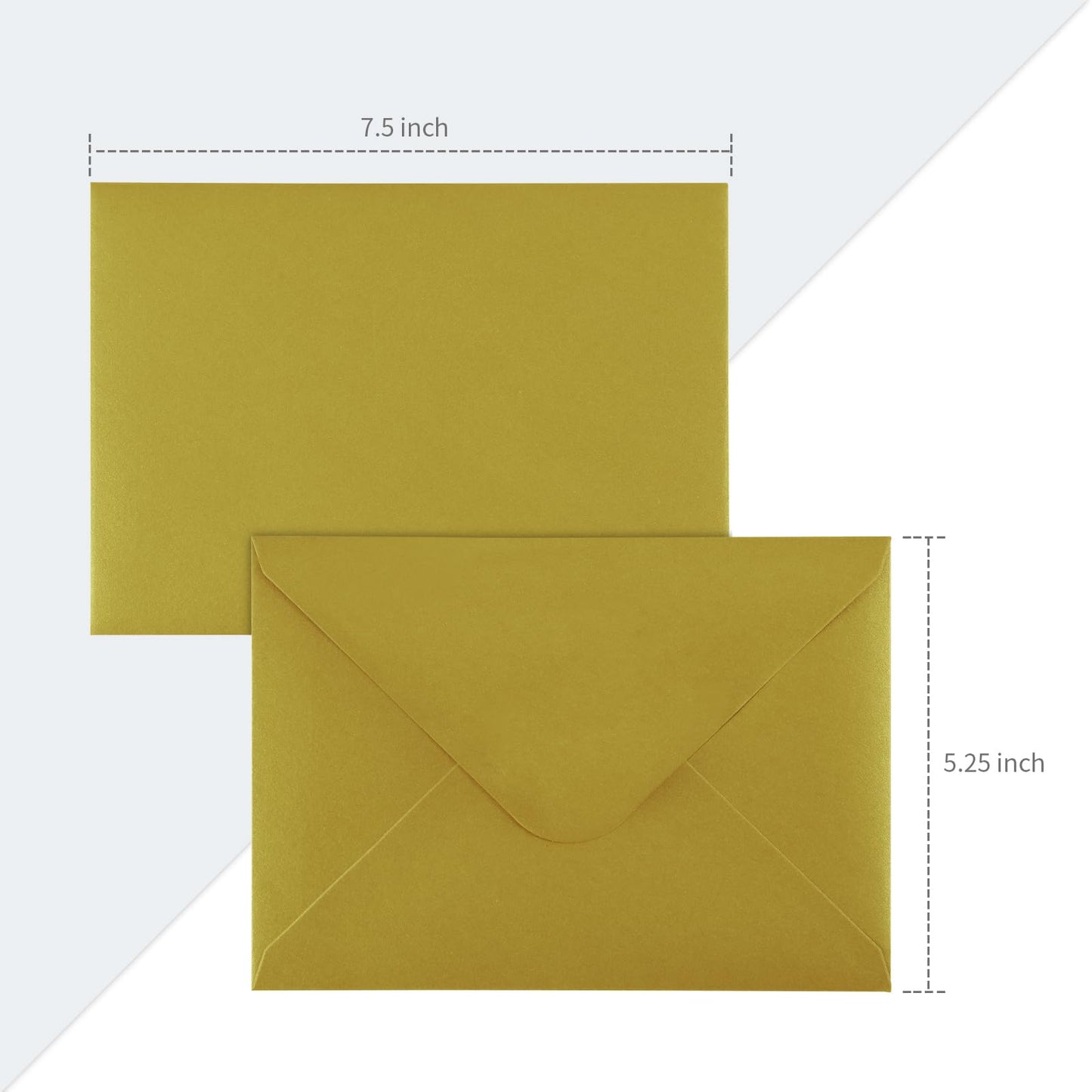 Granhoolm 100 Pack 5x7 Envelopes,A7 Invitation Envelopes V Flag 5.25 x 7 .25 for 5x7 Cards,Ideal For Invitations,Weddings,Parties,Greeting Cards,Photos(Gold Pearl Paper)