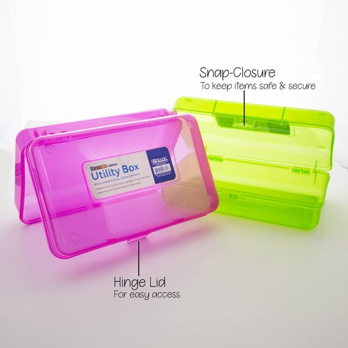 BAZIC Plastic Pencil Case Utility Storage Box, Bright Color, Multi Purpose Organizer for Pens Pencils, 24-Pack