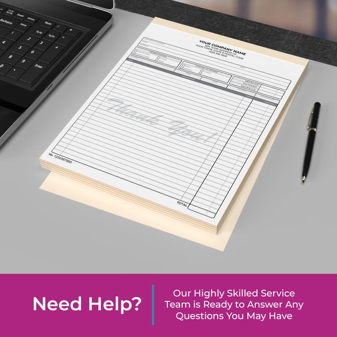 **Regine Switzerland Custom Carbonless NCR Books - 2-Part Duplicate Invoices & Receipts | 300 Sets**