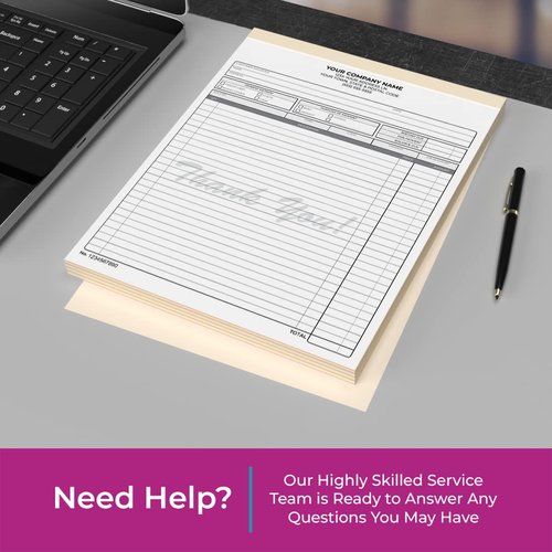 Custom 8.5" x 11" Carbonless NCR Books in 2-Part Duplicate Invoices, Receipts, Work Orders, Sales Orders, Purchase Orders, Estimates, Quote Forms with Your Company/Business Name (300 Sets)