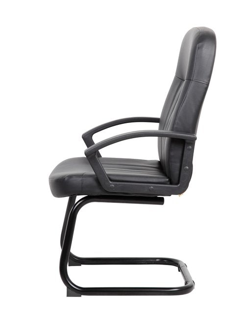 Boss Office Products Executive Leather Budged Guest Chair in Black