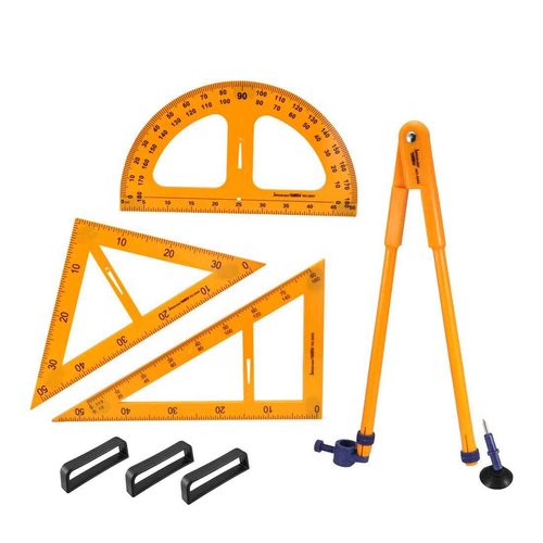 uxcell Magnetic Geometry 4 Piece Set Includes Compass 2 Triangles and Protractor