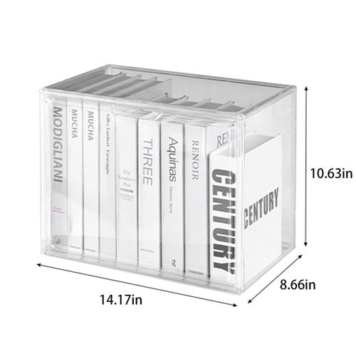 Multifunctional Transparent Books torage box Plastic Thickened Stackable Large capacity Desktop Display box Magnetic suction to open the lid Storage bin Moisture-proof Sealed Shoe box