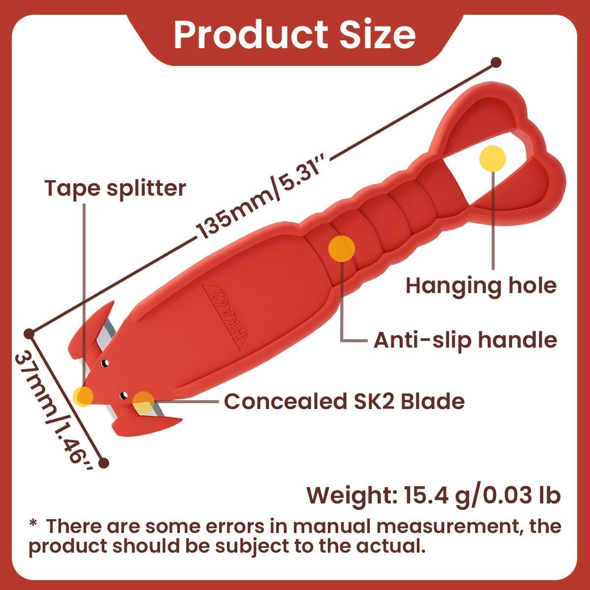 Skiennix Safety Box Cutter - Recessed Stainless Steel Blade Utility Knife for Efficient Package Opening | 6-Pack