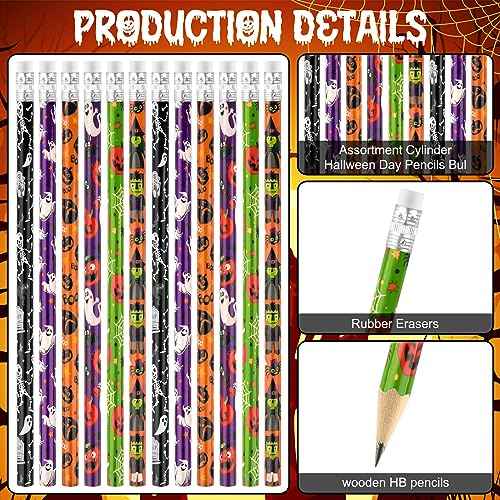 Zuazaor 420 Pieces Halloween Pencils with Eraser Wooden Pencils for School Office Halloween Party Supplies (420)