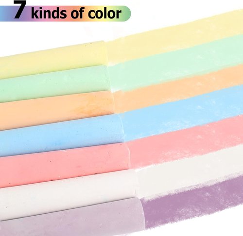 J-hong Washable Sidewalk Chalk Set - 52 Jumbo Pieces in 7 Vibrant Colors | Perfect for Kids & Adults