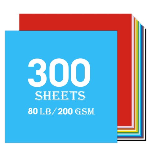 12x12 Cardstock 300sheets Colored Cardstock Assorted 24 Colors, 90 lb/250 gsm Card Stock Colorful Paper for Cricut Machine, Card Making, Scrapbook & DIY Crafts
