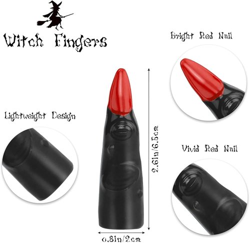 HFATMOS Finger Pointers for Kids - Multicolor Witch Finger Nail Covers for Reading & Cosplay | 24 Pcs