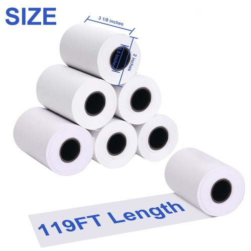 SJPACK Thermal Paper 3 1/8 x 119ft Pos Receipt Paper, 50 Rolls Cash Register Roll TM-T88 T-20 T-90 SRP-350 370
