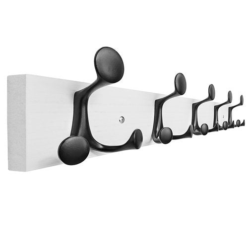 SKOLOO 24-Inch White Wood Coat Rack Wall Mount with 5 Triple Hooks - Ideal for Family Entrances, Classrooms, and Pet Supplies Storage - Perfect Coat Hooks for Wall