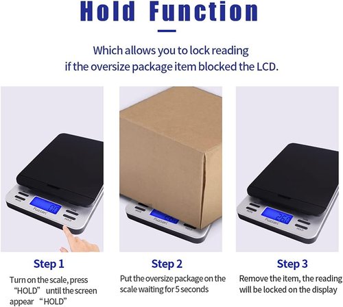 Fuzion Digital Postal Scale - Accurate 86 lb Capacity with Hold & Tare Function | LCD Display, Battery & AC Adapter