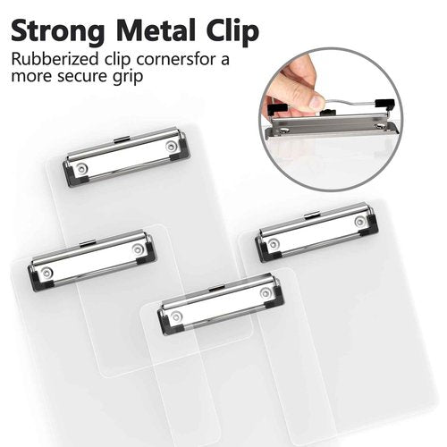 Juvealoe Mini Clipboard 50 Pack, 5 x 7 Plastic Small Clear Clip Boards with Low Profile Clip, Memo Size for Classroom, Teacher, Students, School & Office Supplies