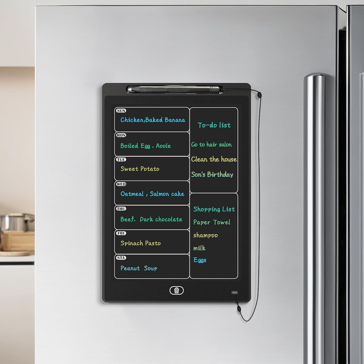 Skiennix Magnetic Weekly Chore Chart - Dry Erase To-Do List for Fridge | 9.8” x 6.7” Meal Planner