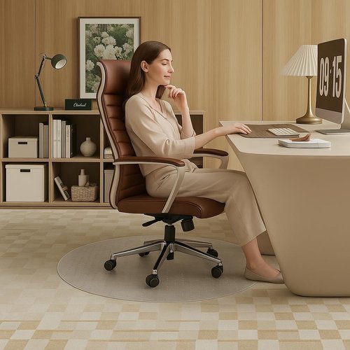 Office Chair Mat for Carpet, 39"×39" Round Rolling Gaming Chair Mat with Anti-Slip Particles, Clear Heavy Duty Floor Protector for Office&Home
