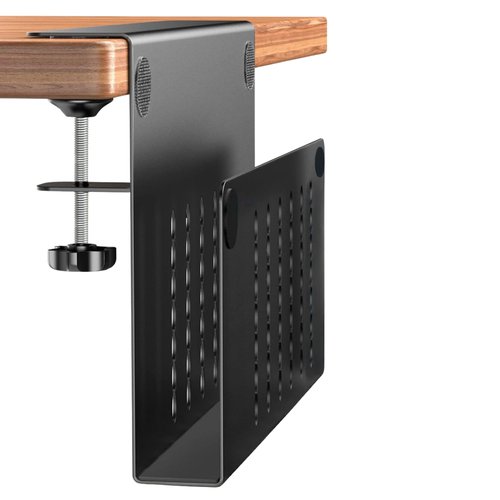 Desk Side Storage – Heavy-Duty Steel Laptop Holder Desk Attachment with Magnetic Pen Holder, Side Table No Drill Clamp Desk Organizer, Hanging Desk Organizer for Home & Office – Black