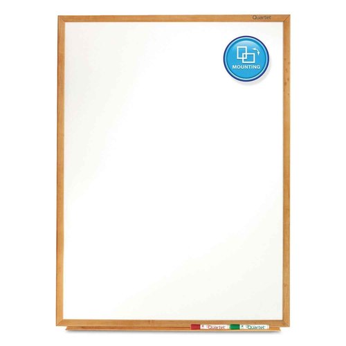 Quartet Whiteboard, Non-Magnetic Dry Erase White Board, 3' x 2', Total Erase, Oak Frame (S573)