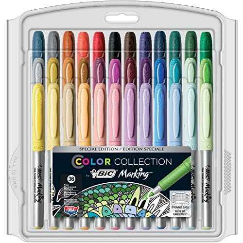 BIC Color Collection Permanent Markers, Fine Point, Assorted Colors, 36-Count