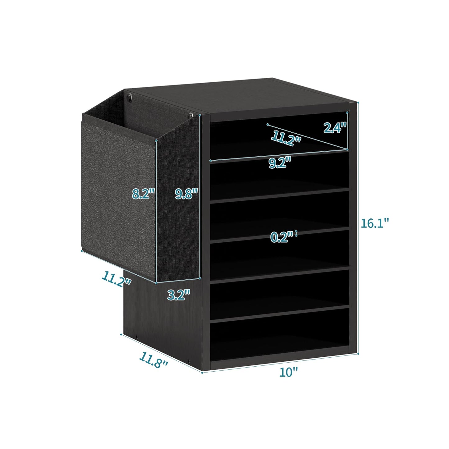 Unionly, Literature Organization Paper Storage Slot, Office Desk File Organizer, Desktop Wood Mailbox For Teacher Classroom, 6 Tier Adjustable Countertop Mail Sorter, Mailboxes With Name Slots, Black