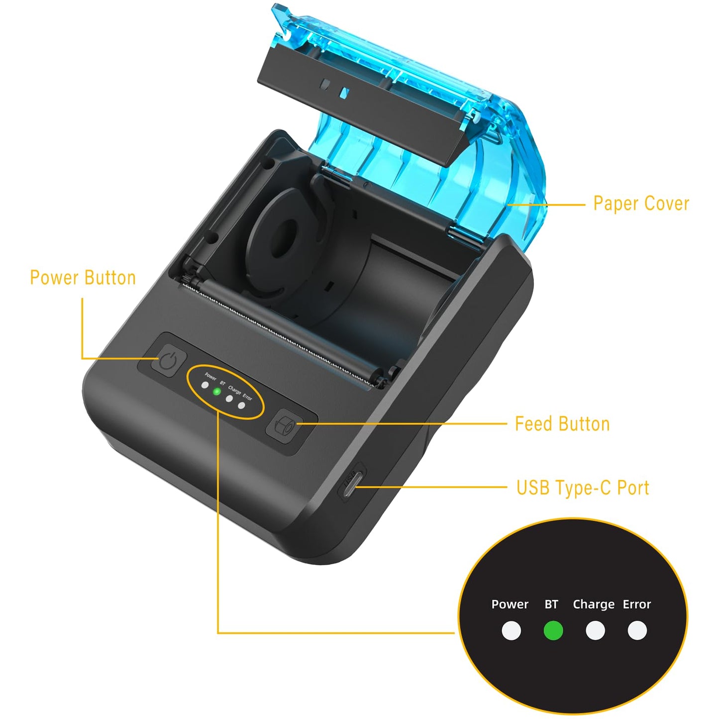 ETprin POS Receipt Printer, 80mm Portable Mobile Mini Thermal Printer, Compatible with 3 1/8" Thermal Paper Receipt Rolls, Receipt Bill Ticket Printer for Android/Windows, Not Compatible with Square