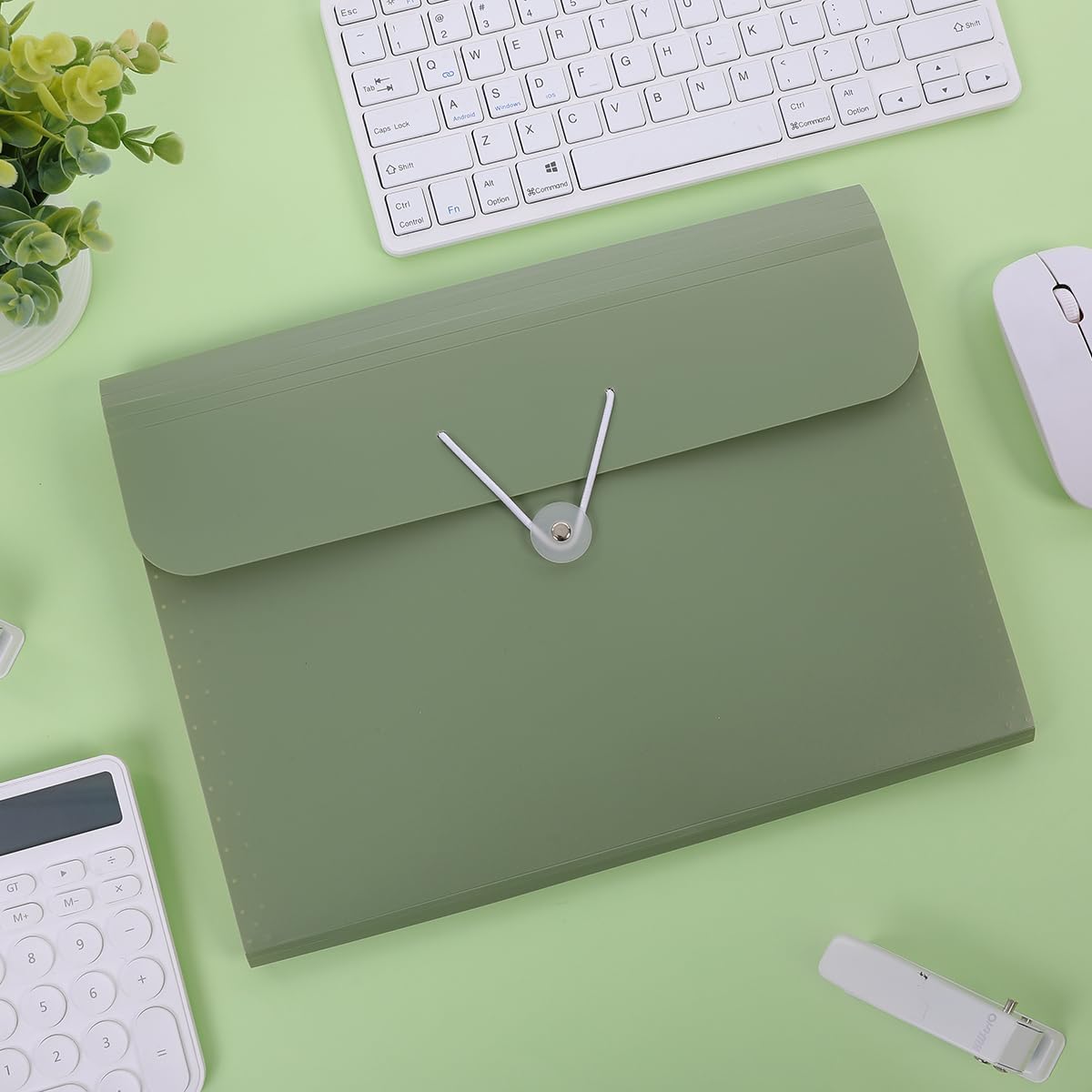 SKYDUE Accordion File Organizer - Expanding 7-Pocket Folder for Documents | Portable A4 Size, Moss Green
