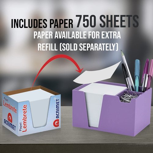 Acrimet Desktop Organizer Pencil, Pen, Paper, Clip, Caddy Holder (Plastic) (White Paper Included) (Solid Purple Color)