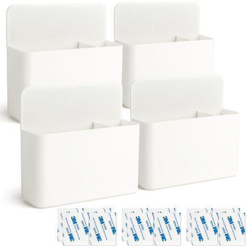 noonebutyou 4-in-1 Magnetic Marker Holder - Dry Erase, Wall Mount, Self-Adhesive Pen Holder for Whiteboard, Fridge, Home Office, School (White)