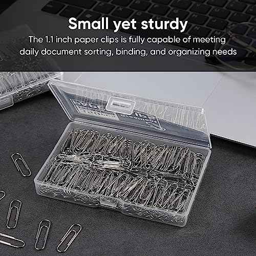 700 PCS Paper Clips, Small Paper Clips for Paperwork, 2 Boxes of 350 PCS Each, Sturdy and Upgraded Plastic Boxes Well Packed, Easy to Use in Office, School and Home
