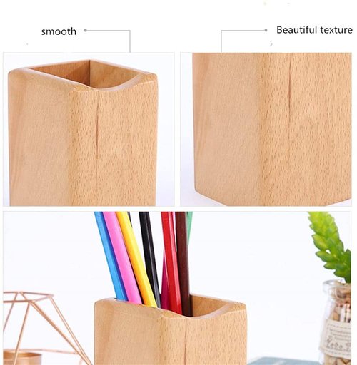 Armiya Pen Holder for Desk Wooden Desk Pencil Holder Multi Purpose Use Natural Wood Home Storage Box Office Supplies(2walnut)