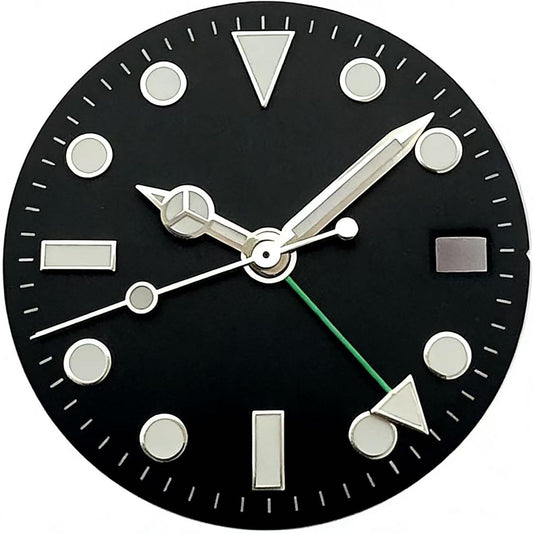 Skiennix GMT Watch Dial & Hands Set - BGW9 Blue Lume, Compatible with NH34 Movement, Custom Assembly