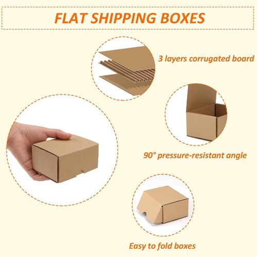 HORLIMER Shipping Boxes - Set of 50 Brown Corrugated Cardboard Mailers for Small Business Packing