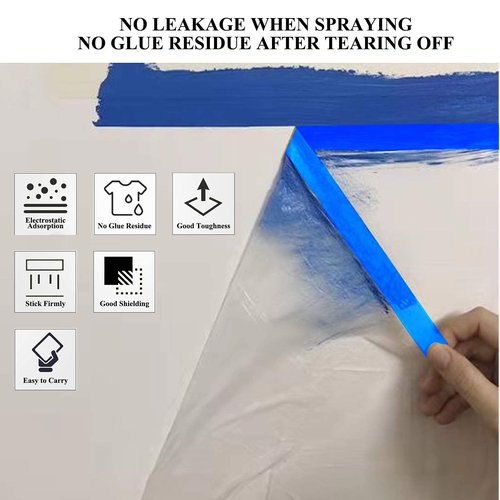 VECOPE 3-Piece Set,Pre- Masking Film Protection Covering Cloth Tape | for Automotive Covering Painting Paint Masking (8-Feet X 65-Feet)