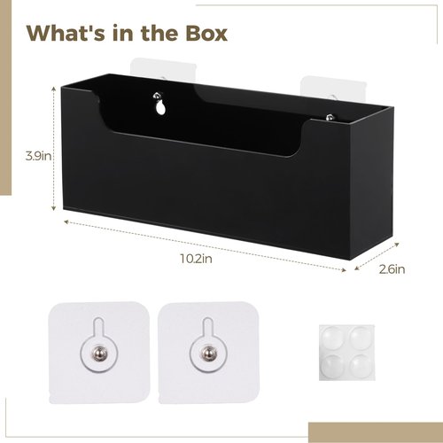 Clear Acrylic Mail Holder Box for Desk or Wall Mount, Mail Organizer Countertop, Modern Wall Mounted or Tabletop Mailbox, Letter Storage Organizer Box (Black)