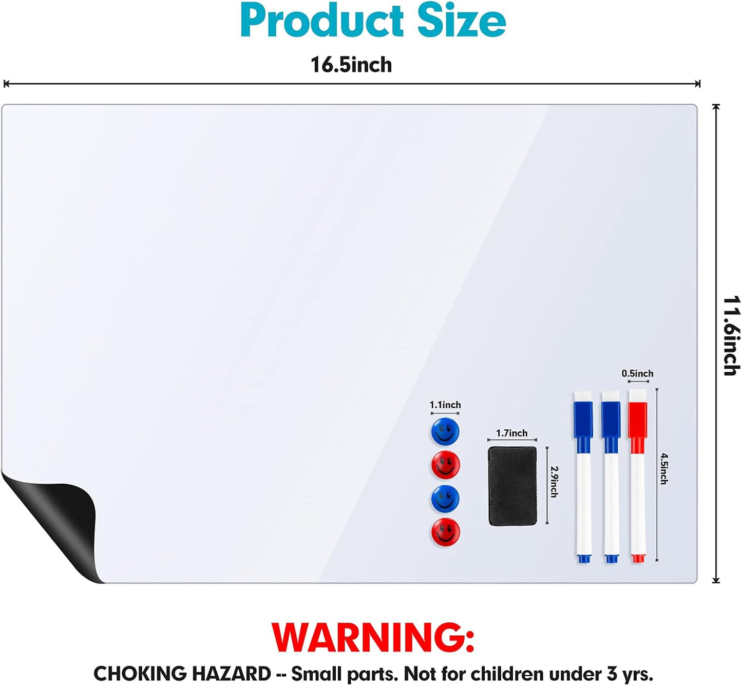 Skiennix Magnetic Whiteboard - 2 Pack 16x12 Inch Dry Erase Boards with Markers & Eraser | Kitchen Planner & Grocery List Organizer
