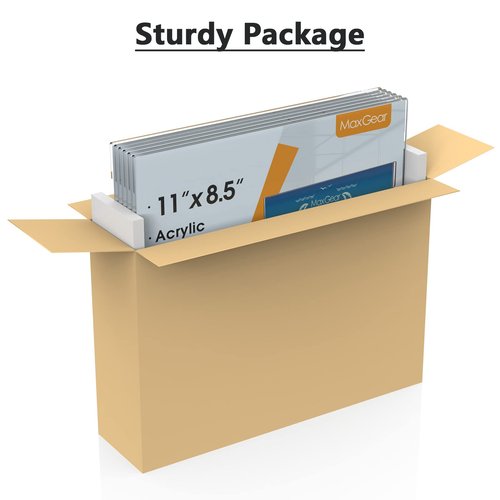 MaxGear Acrylic Sign Holder 8.5x11 with Double Sided Tape, 12 Pack Clear Plastic Door Wall Mount Sign Holder, Document Flyer Poster Paper Acrylic Wall Frame for Office, Home, Store, Restaurant