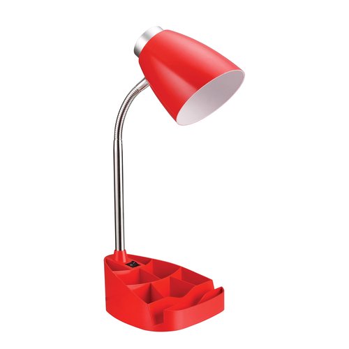 Simple Designs LD1002-RED Gooseneck Organizer Desk Lamp with iPad Tablet Stand Book Holder, Red - (Pack of 6)