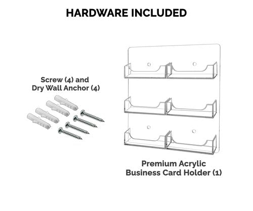 Marketing Holders Hanging Business Card Holder with Hardware 6 Pocket Clear Acrylic Wall Mount Multi Slot Rack for 3.5" x 2" Gift or Appointment Cards Space Saver Travel Agents Restaurants